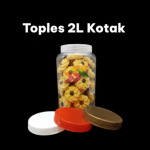 Toples Plastik Kotak 2 Liter Bening Tinggi