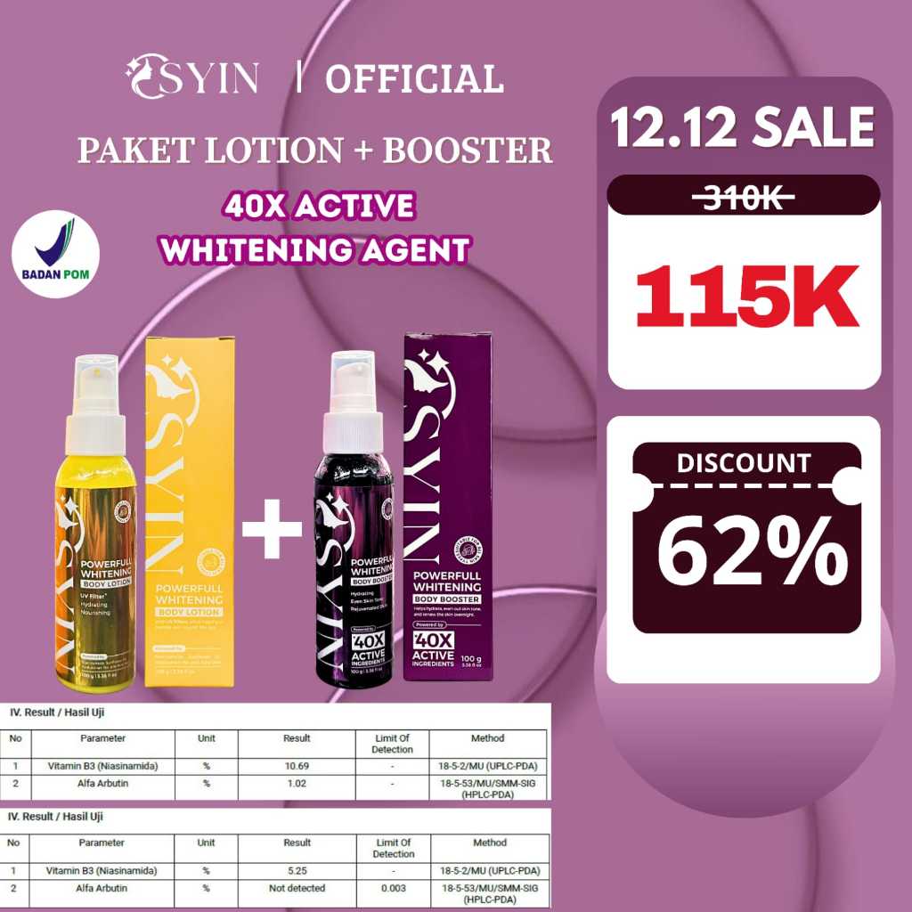 PAKET POWERFULL WHITENING Body Lotion + POWERFULL WHITENING Body Booster Osyin Glow
