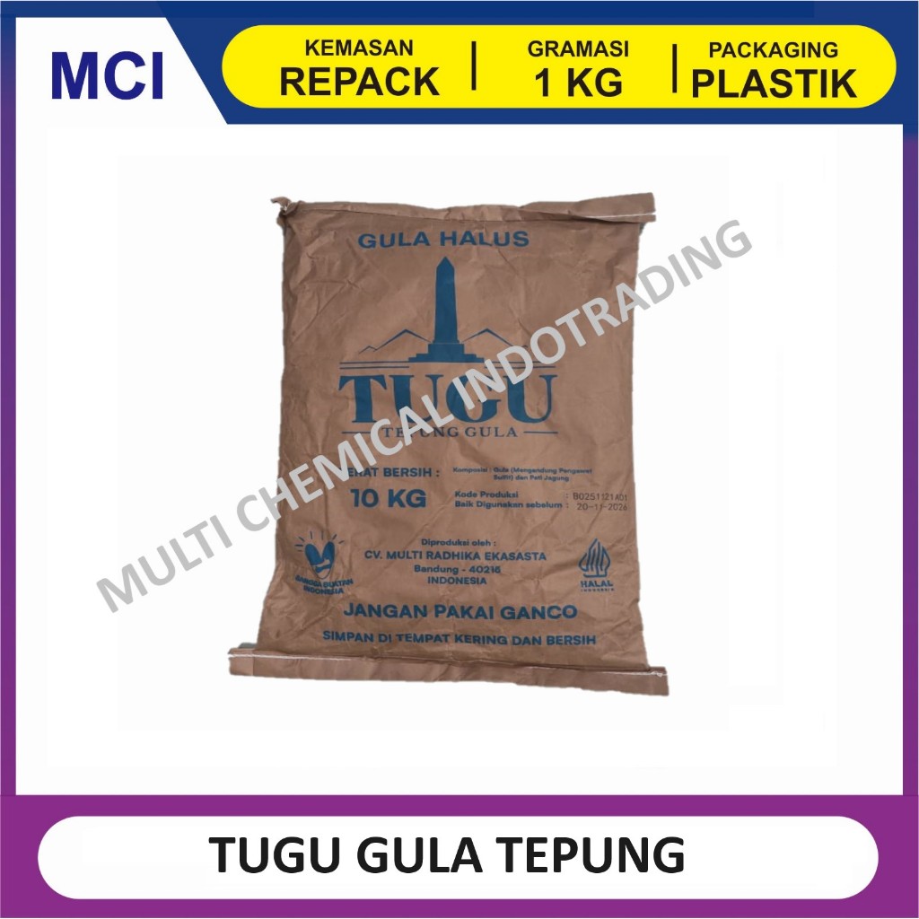 TEPUNG GULA HALUS TUGU/ GULA TEPUNG TUGU - KEMASAN REPACK 1 KG
