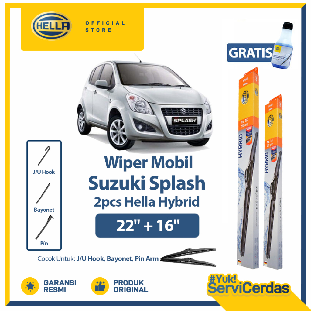 Wiper Mobil SUZUKI Splash 22” + 16” (2pcs) - HELLA Hybrid