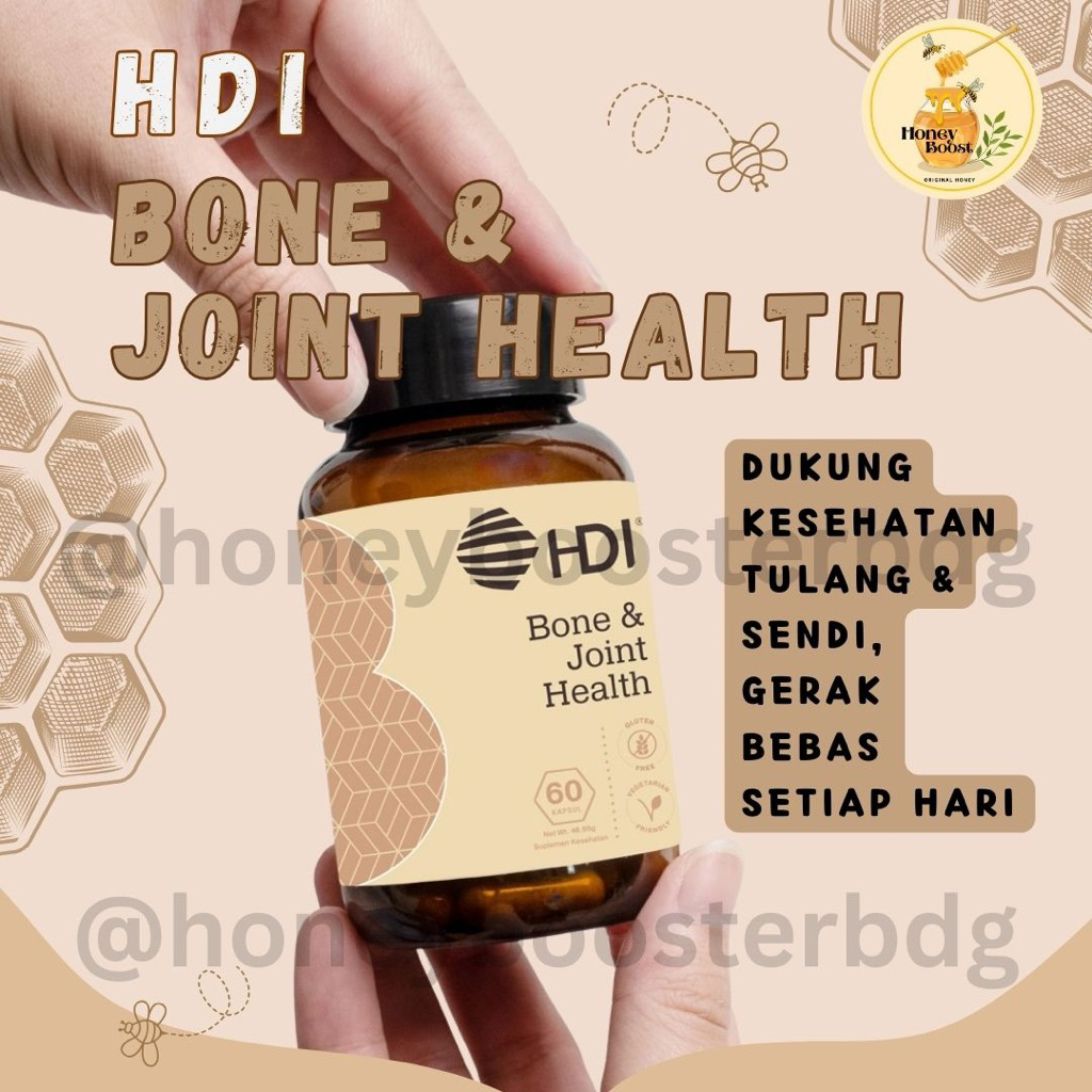 HDI Bone & Joint Health 60 Kapsul | Vitamin Kalsium & Glucosamine untuk Sendi | ORIGINAL 100%