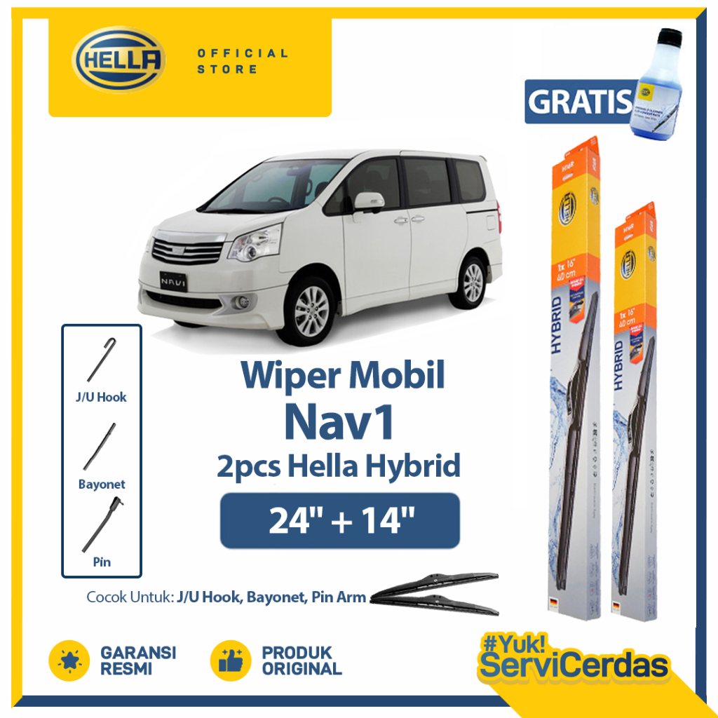 Wiper Mobil TOYOTA Nav1 24” + 14” (2pcs) - HELLA Hybrid