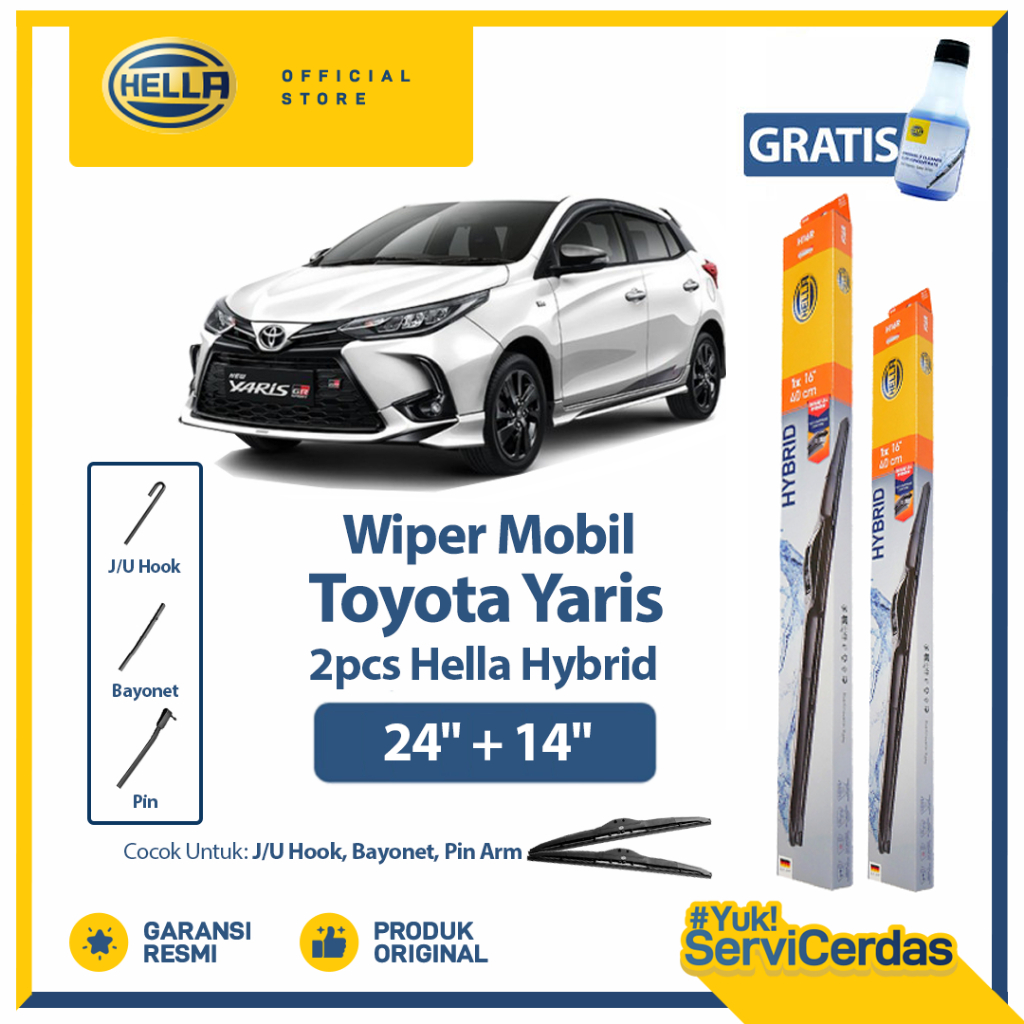 Wiper Mobil TOYOTA Yaris 24” + 14” (2pcs) - HELLA Hybrid