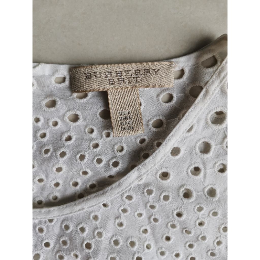 Dress Lengan Pendek Katun Brokat Putih Polos