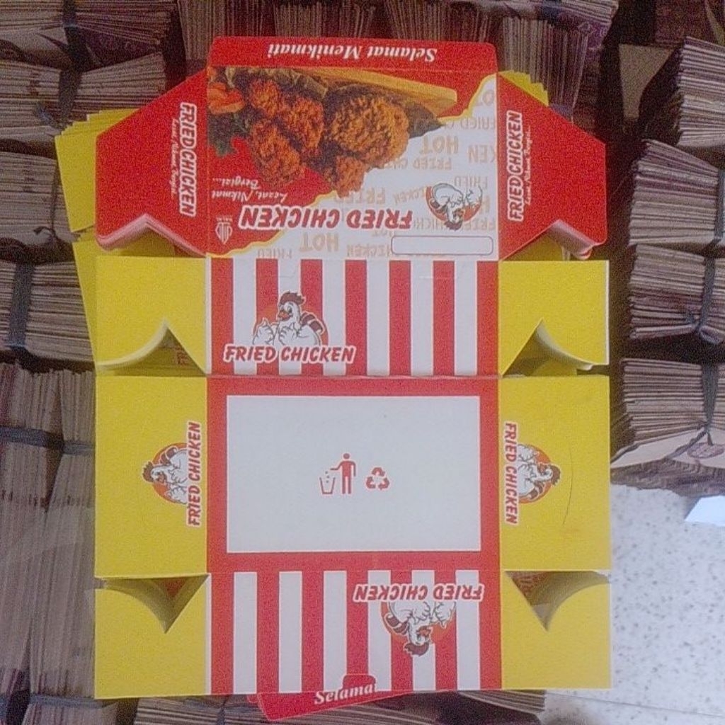 KardusChicken ivory laminasi foil 100pcs|BoxNasi geprek Food Grade|DusNasiGeprek|BoxChicken 15x10x6|
