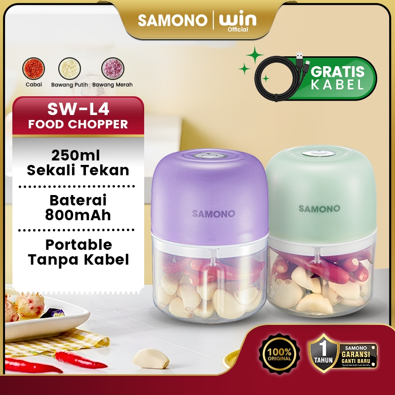 SAMONO Mini Chopper Portable Coper Daging dan Bumbu Dapur Blender Portable 250Ml Choper Serbaguna