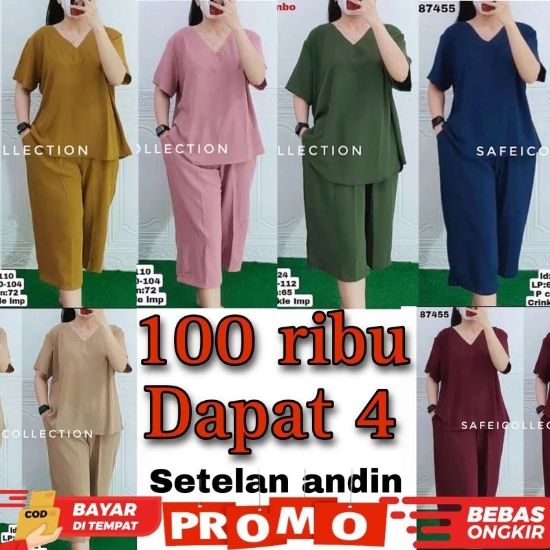 (PAKET 100rb DAPAT 4) SETELAN ANDIN | PAJAMAS WANITA PENDEK | SETELAN WANITA SIZE JUMBO