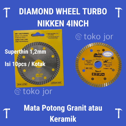 Diamond Wheel Turbo Nikken Resibon 4 Inch - Mata Potong Gerinda Granit Keramik Super Tipis