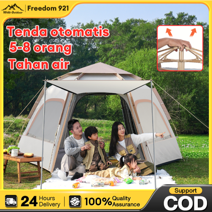 Tenda Camping 5-8 orang  Lipat Manual/Otomatis Kapasitas Outdoor Indoor Tenda Gunung