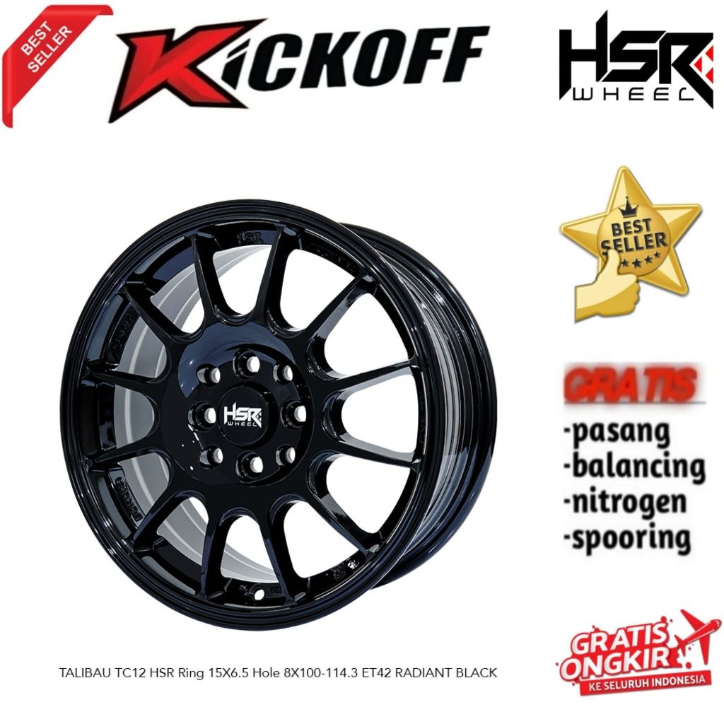 Velg Racing Terbaru R15 HSR TALIBAU Warna Hitam