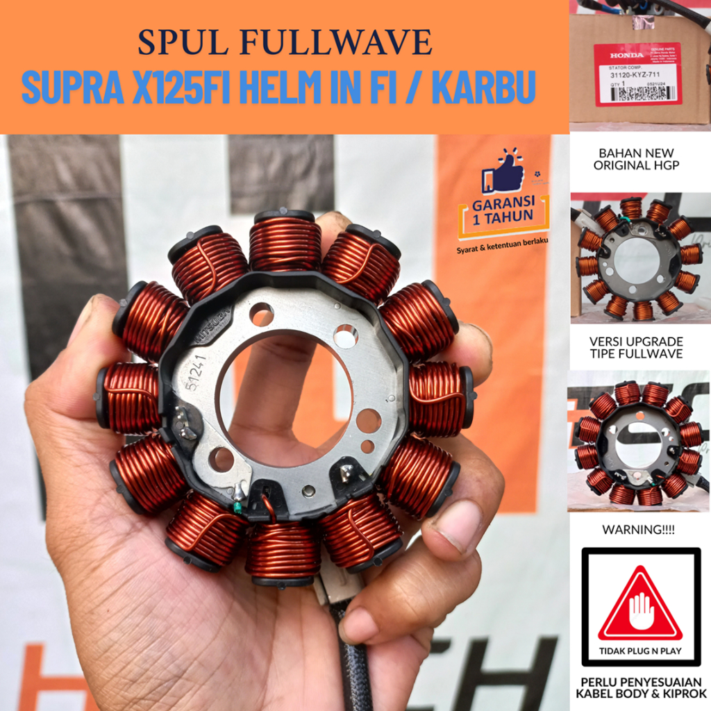 Spul Fullwave Supra X125 Fi Helm in Fi Helm In Karbu ORIGINAL KYZ-711