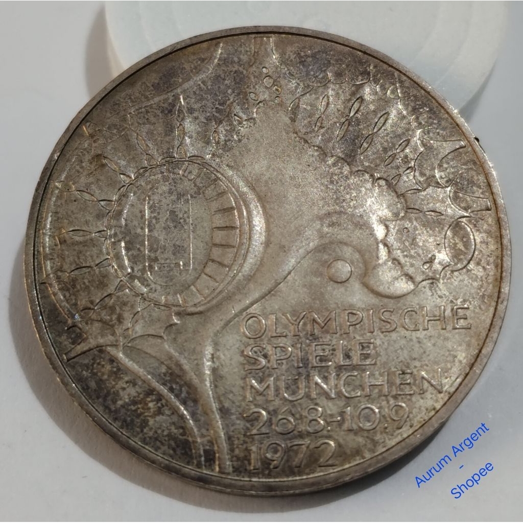 TA.10-- 1 PC KOIN PERAK KUNO ASLI 10 DEUTSCHE MARK TAHUN 1972 -- SILVER COIN --