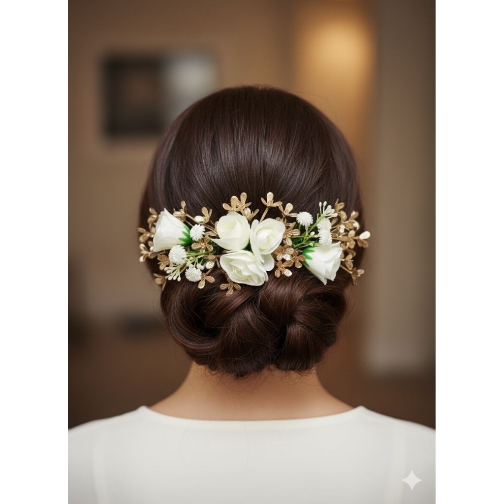 Aksesoris Sanggul Rambut Sanggul Bunga Mawar / Hiasan Sanggul Bunga Handmade