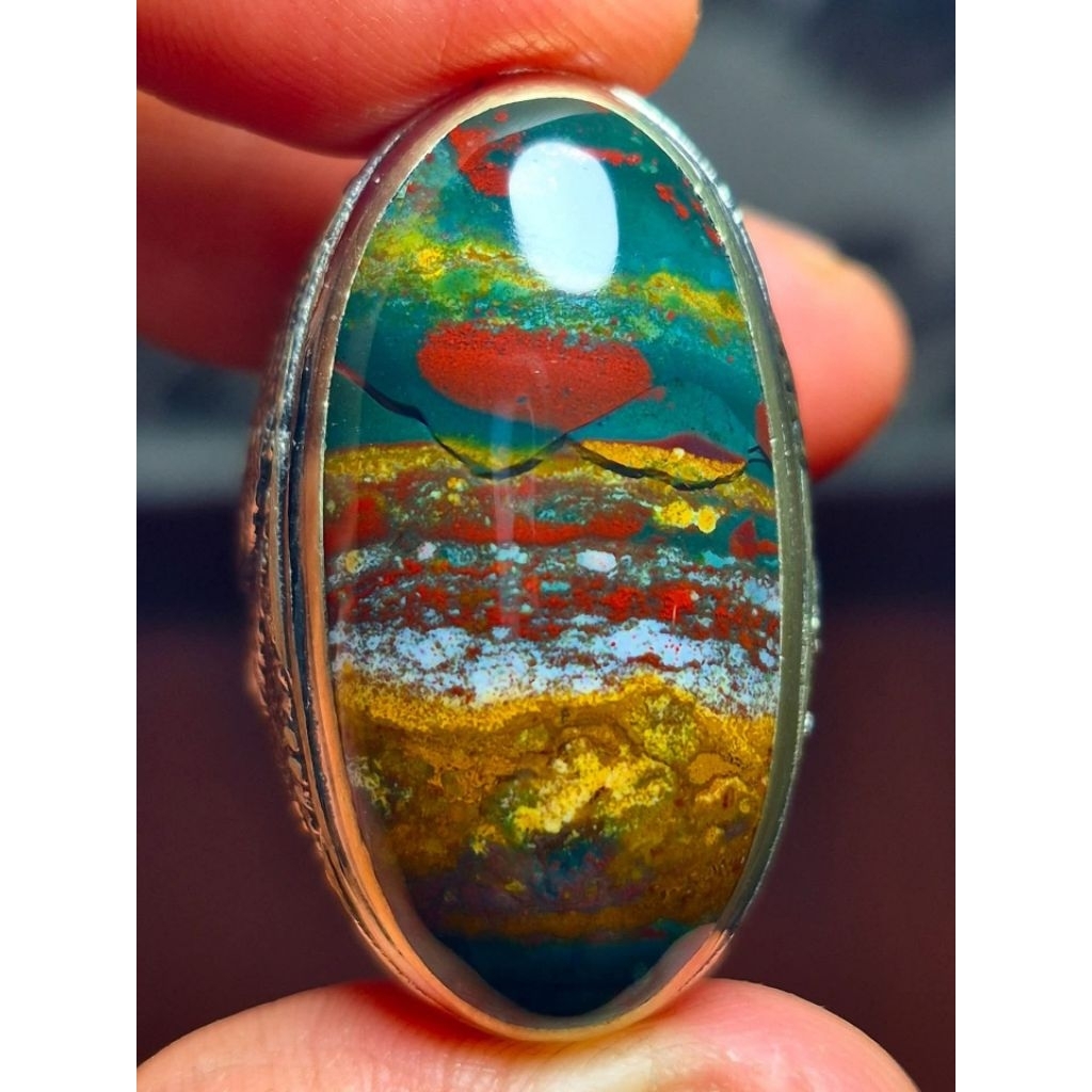 Cincin batu akik klawing pancawarna