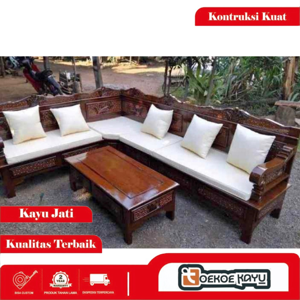 kursi sudut ruang tamu, kursi tamu minimalis jati , kursi sudut blok minimalis kayu jati