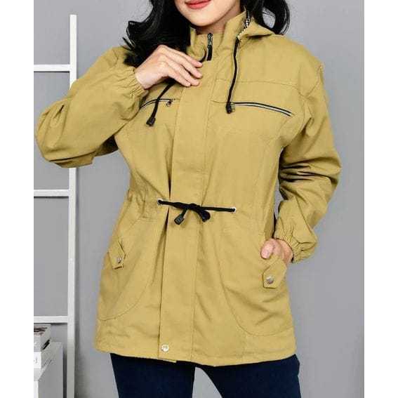 Jaket Parka Cewek Kanvas Premium Hoodie Resleting