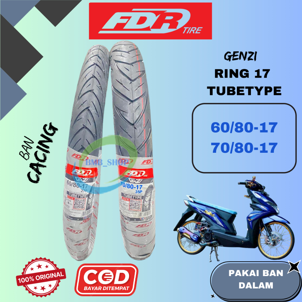 Ban Luar FDR Genzi 60 80 17 dan 70 80 17 Bukan Tubeless Babylook Ban Cacing Variasi Motor Vario Beat