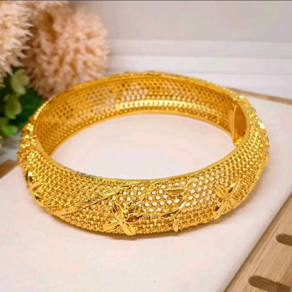 GELANG BANGLE BANGKOK BUNGA KENDARI LAPIS EMAS 24K