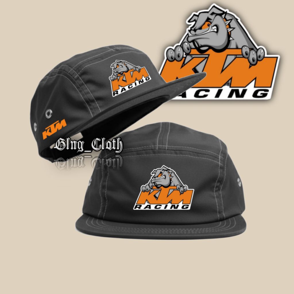 Topi 5 Panel KTM RACING PITBULL - Topi Lima Panel Race Outdoor - Five Panel Caps Hat Pria Wanita
