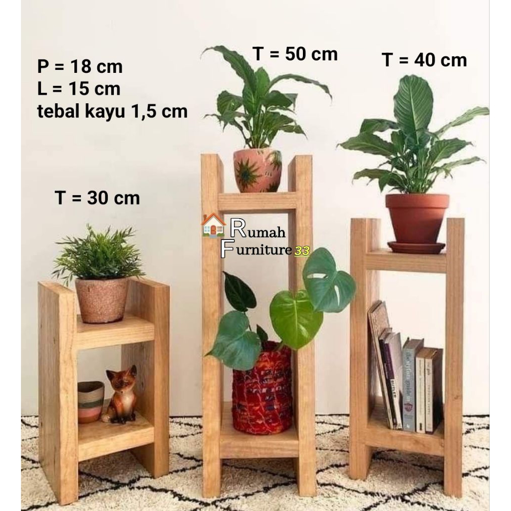 Rak Pot Bunga Kayu | Rak Tanaman Hias Minimalis | Rak Pajangan Indoor Outdoor