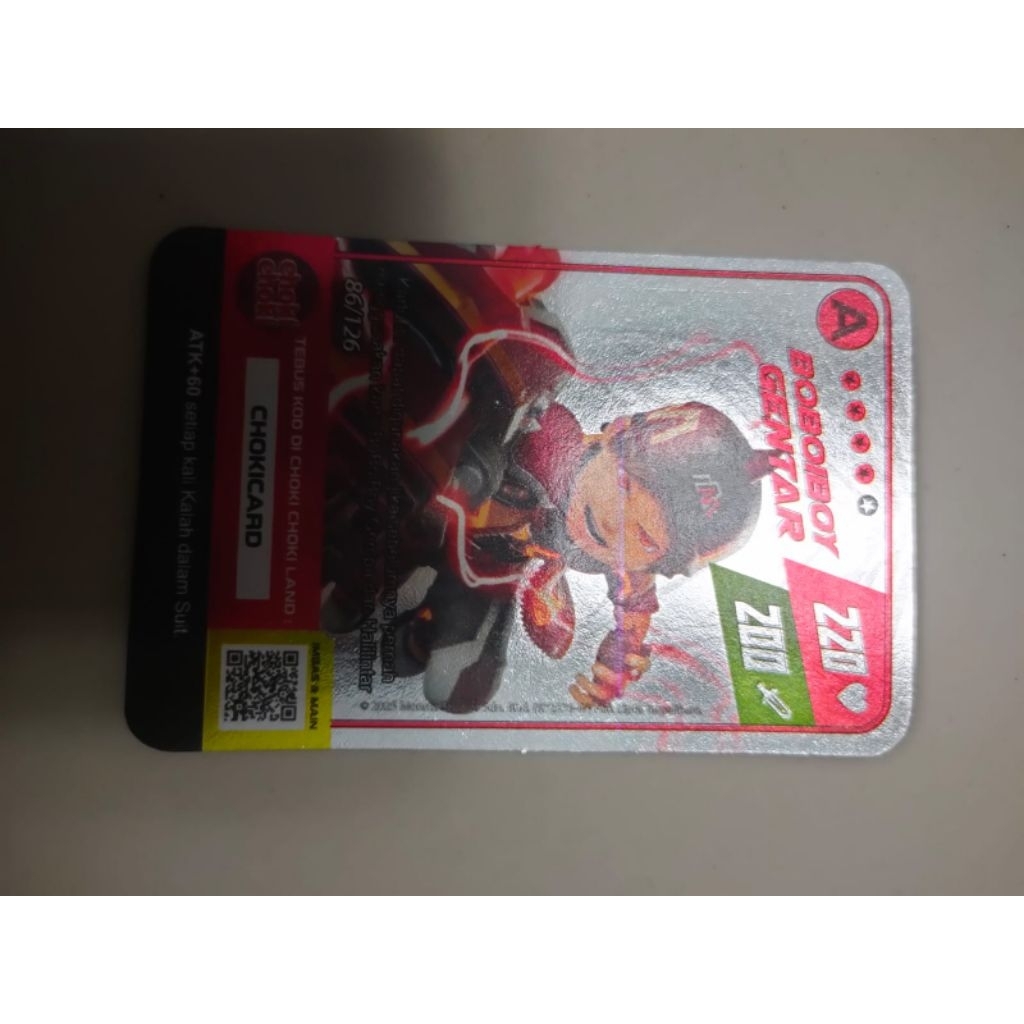 kartu boboiboy monsta galaxy card/kartu boboiboy choki choki, boboiboy gentar 86/126