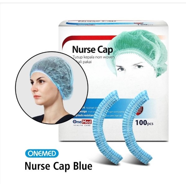 Onemed Nurse Cap Penutup Kepala Non Woven (Warna BIRU)