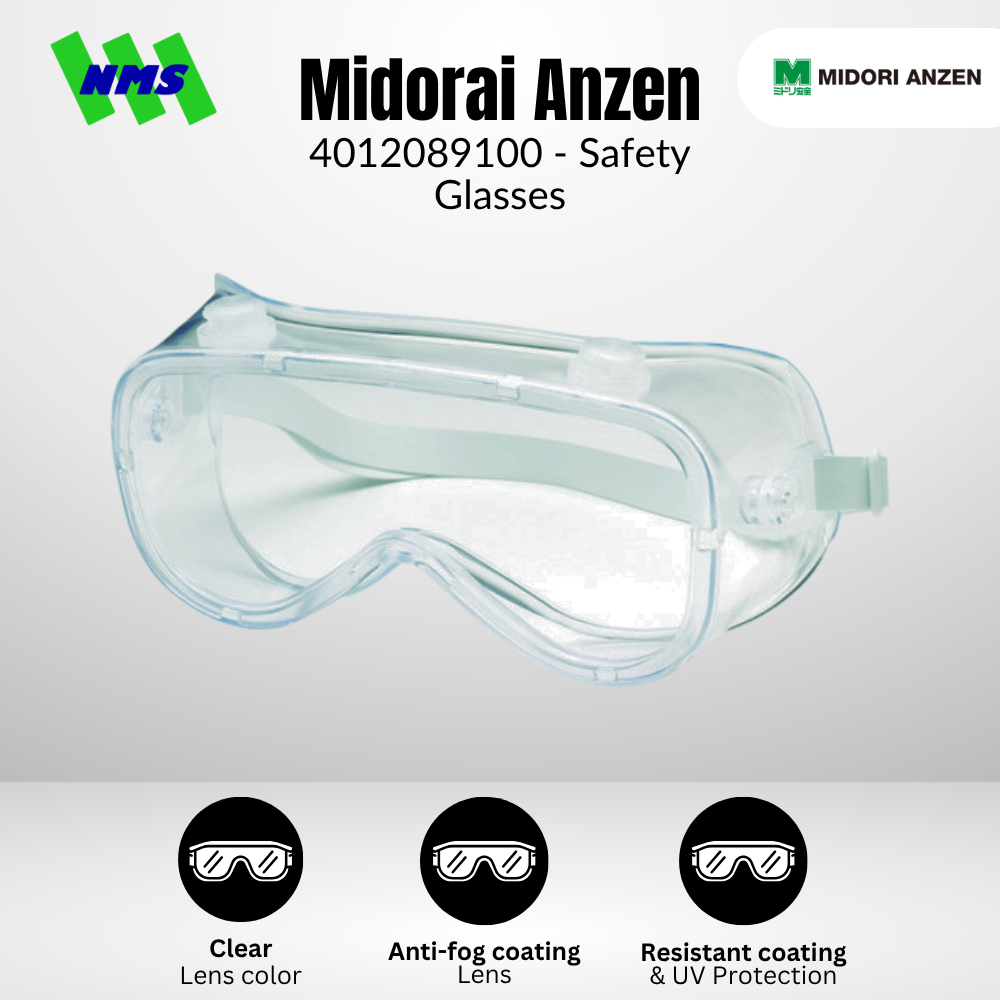 Kacamata Midori Anzen Safety Glasses, Sealed Goggles 4012089100