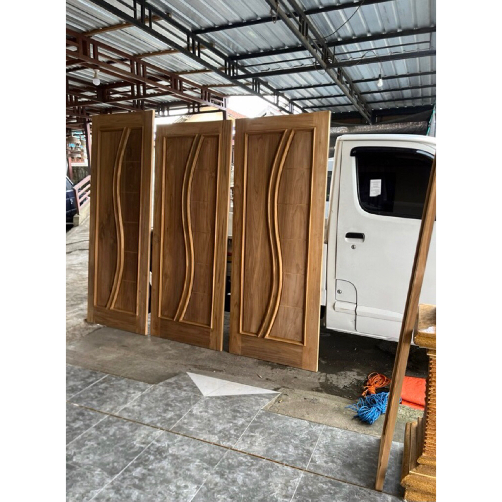 pintu kayu jati model S tanpa lis timbul