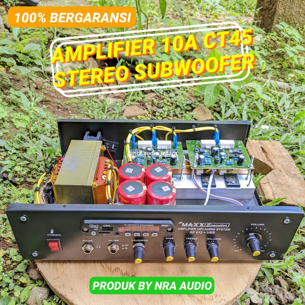 AMPLIFIER 10A CT45 STEREO SUBWOOFER PISAH LENGKAP BLUETOOTH SIAP PAKAI POWER AMPLI 10A CT45 2 CHANNE