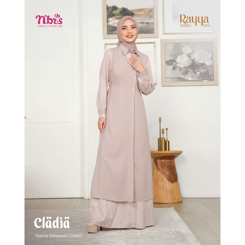TERBARU GAMIS NIBRAS CLADIA CREAN GREY GAMIS SARIMBIT 2026 GAMIS KONDANGAN GAMIS COUPLE SET KELUARGA