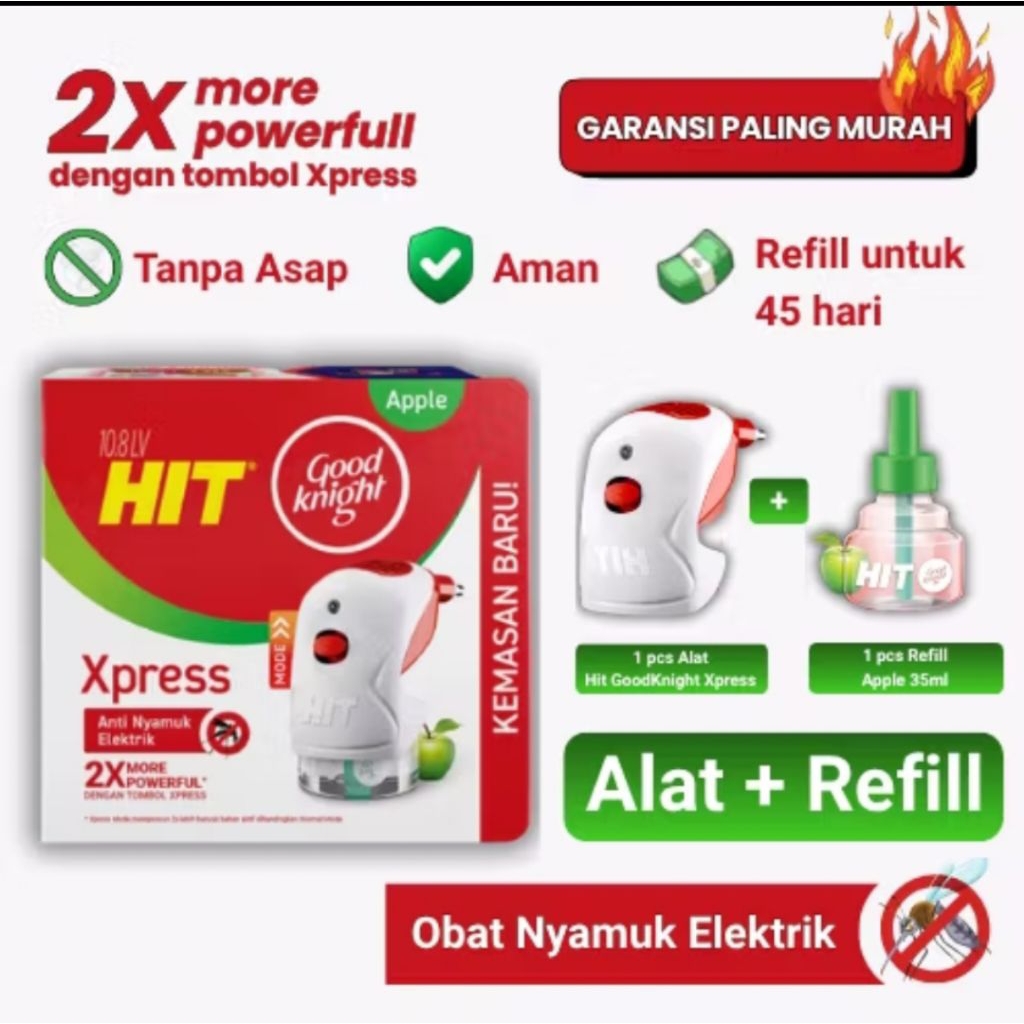 HIT Good Knight Express Set Alat+Refill / Obat Anti nyamuk Elektrik / Obat Nyamuk