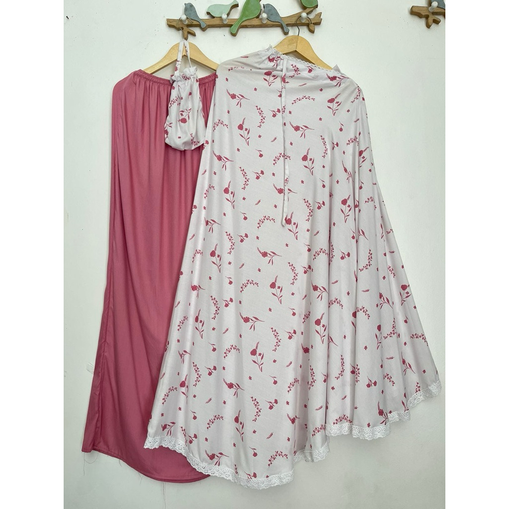 Mukena Rayon Motif Melodi Series Putih / Mukena Rayon jumbo super adem