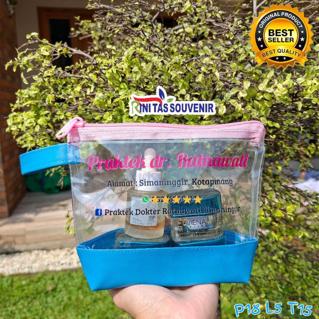 SOUVENIR POUCH SERBAGUNA POUCH KOSMETIK POUCH MIKA TRANSPARAN TEBAL POUCH SKINCARE