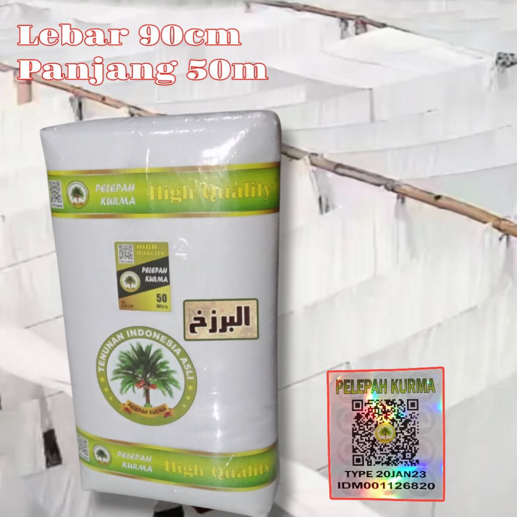 Kain kafan lebar 90cm panjang 50m cap pelepah kurma - kain kafan pelepah kurma - Kain kafan 1 roll -