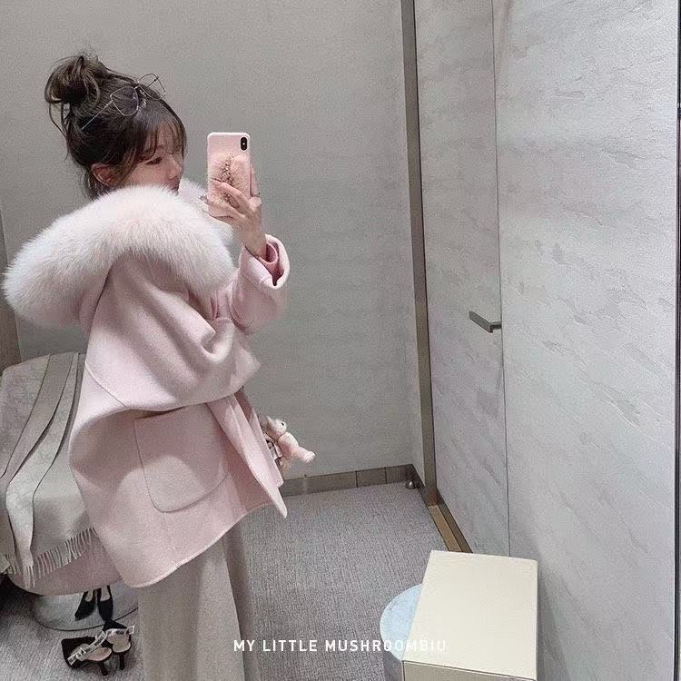 Jubah perang mantel wol wol dopamin Korea mantel wol tebal manis musim dingin 2025 wanita