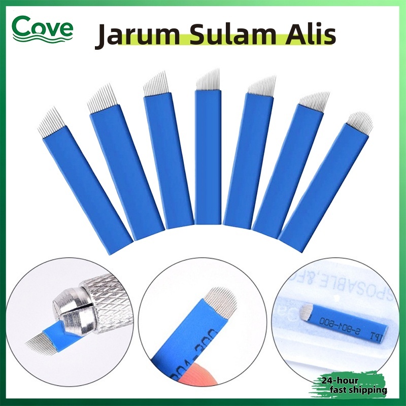 20PCs/Set Microblading Manual Jarum Needle Jarum Sulam Alis PCD, 12 14 16 18 21 Pins,14F 18F Blade,T