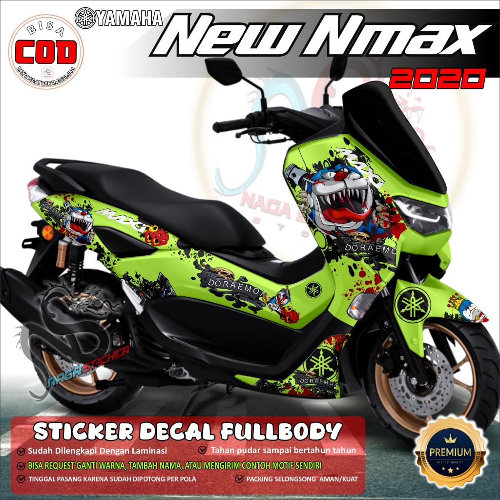 DECAL STICKER Motor NMAX 2020 Full Body Motif NS2010 DORAEMON MONSTER COD & Custom