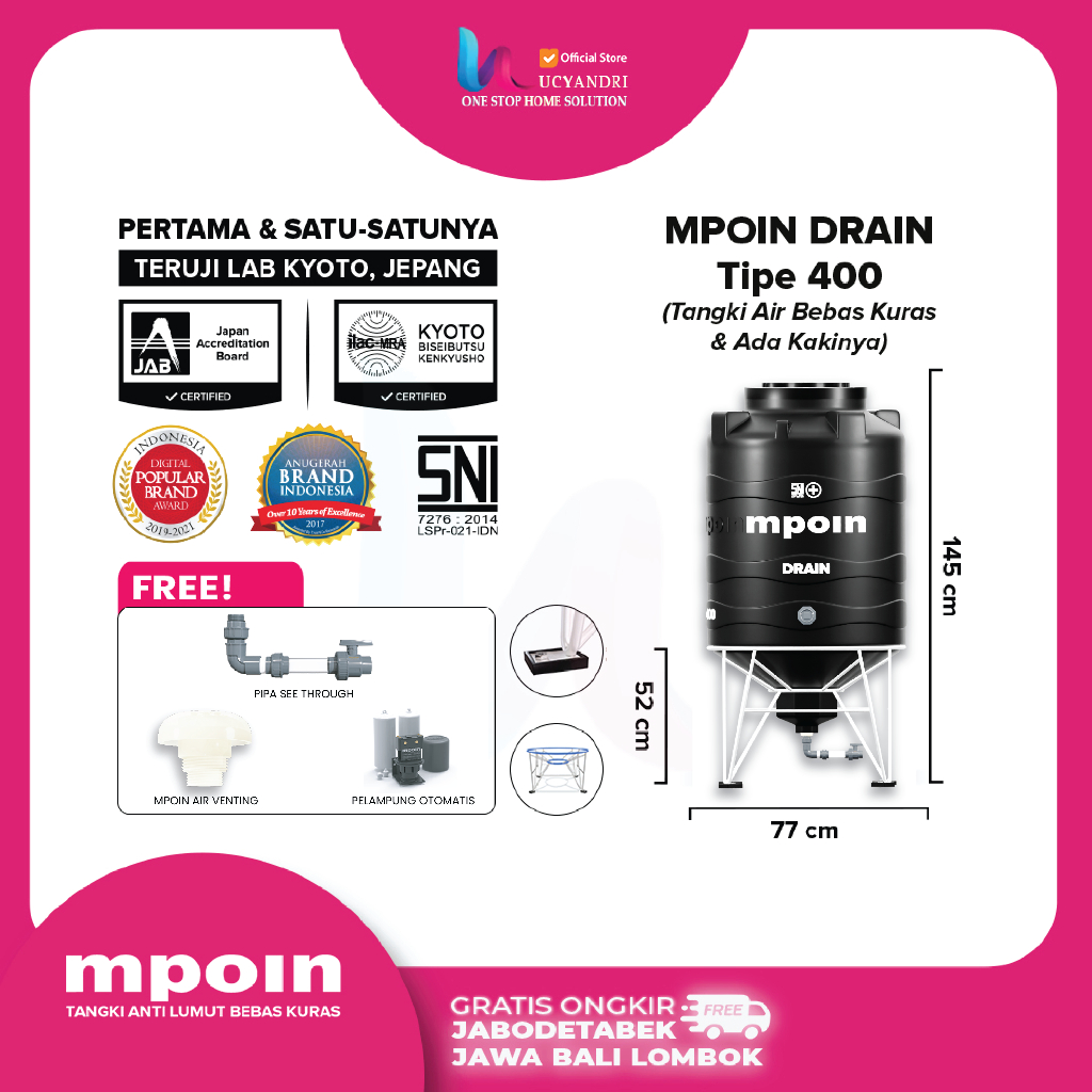 Harga Tangki Air MPOIN 350 Liter Toren Mpoin Plus 400 Drain Tandon