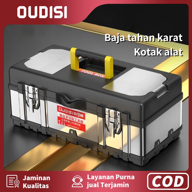 OUDISI  Tool box Besar 14/17/20 Inch BoXAlat Perkakas Tool Box Bahan StainlessSteel Kotak Perkakas