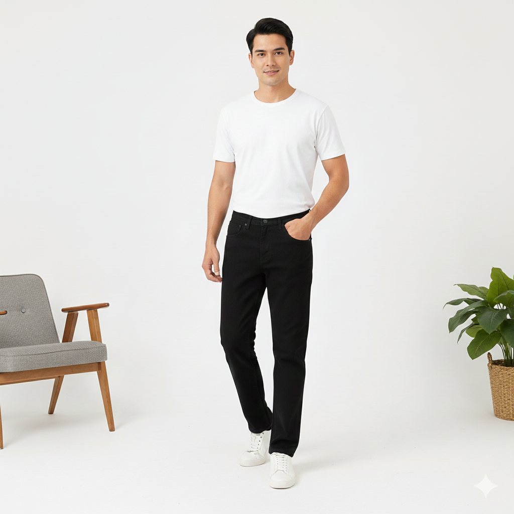 Celana Panjang Pensil Jeans Hitam Kiddrock Pria