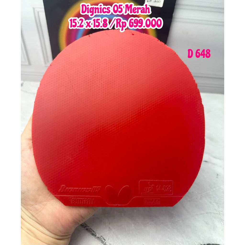 SECOND BUTTERFLY DIGNICS 05 MERAH ORIGINAL MARKET JEPANG KARET BET BAT BAD TENIS MEJA PINGPONG