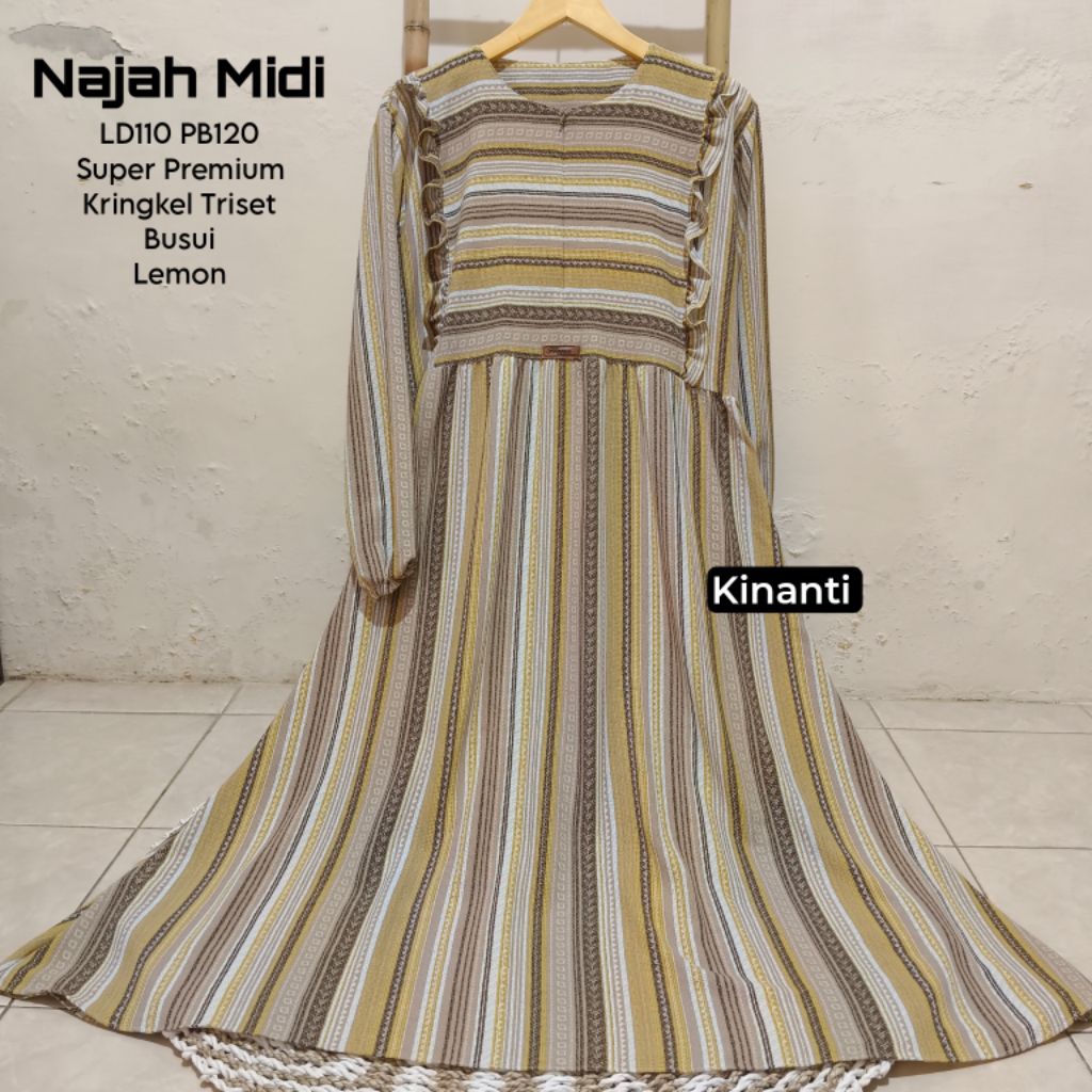 SALE gamis midi dress premium motif salur etnik