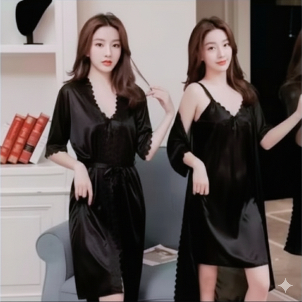 Kimono Tricot Baju Tidur Satin Dress