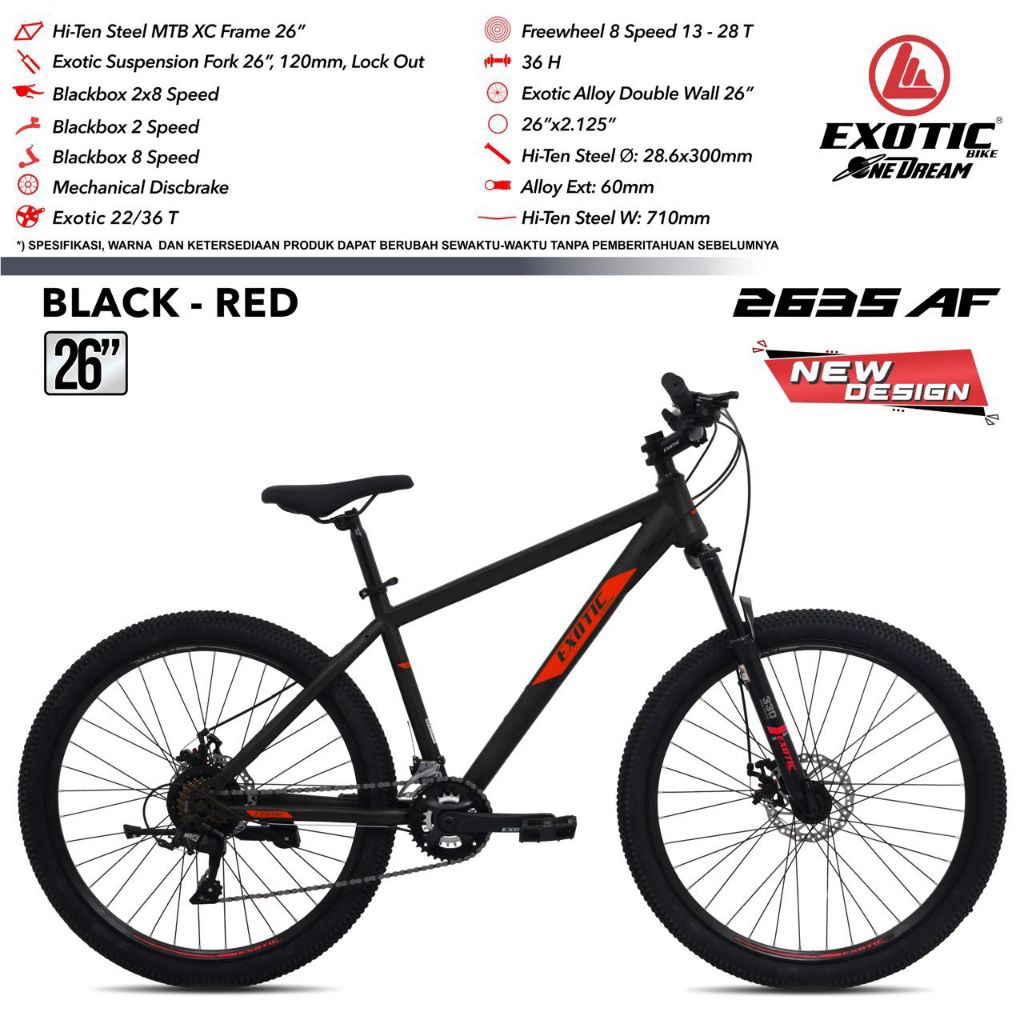 SEPEDA GUNUNG MTB 24 26 INCH EXOTIC ET 2635 AF / EXOTIC 2651 AF 2x8 SPEED