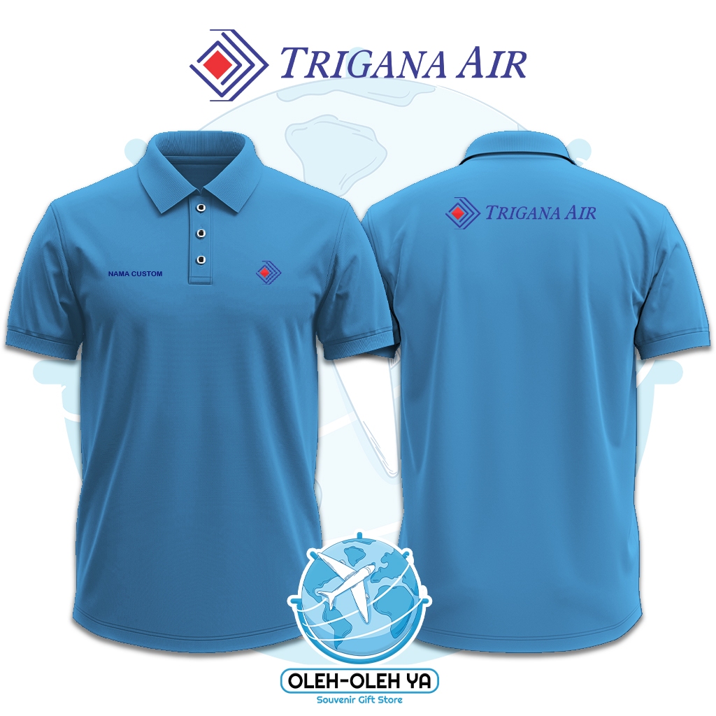 Oleh Oleh Ya Kaos Kerah Wangki Polo Shirt Kaos Kerja Wangki - Trigana Air - Sablon DTF Bordir O2Y-WS