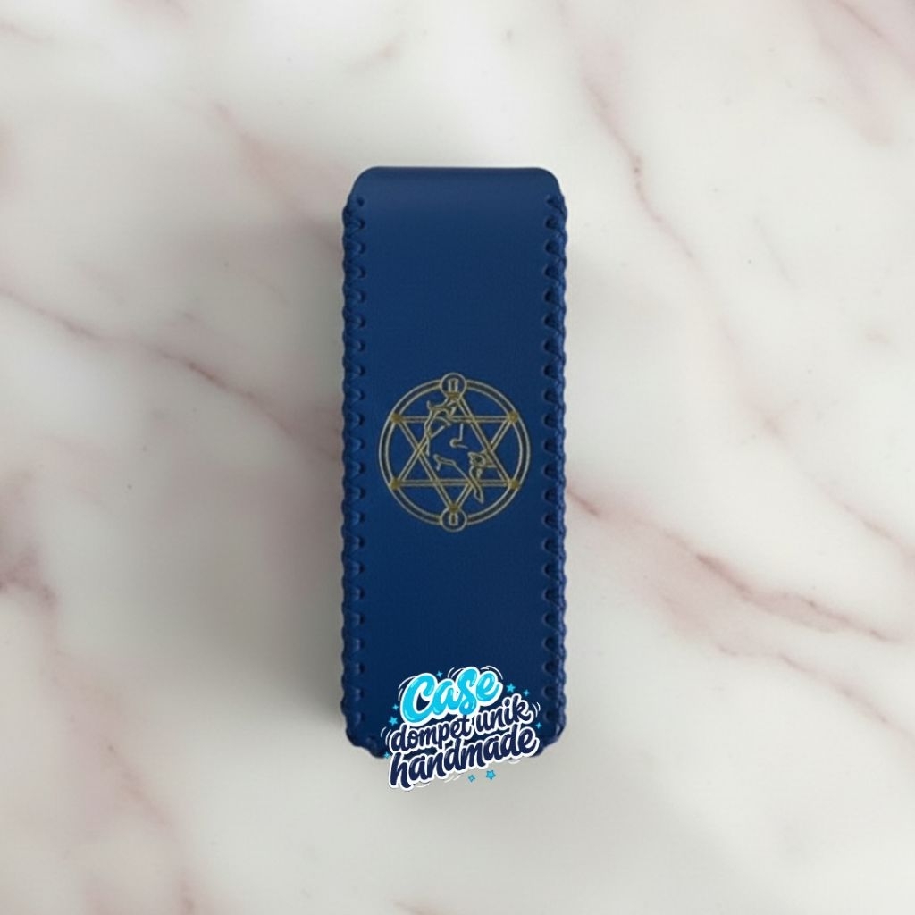 CDUH Dompet PU Leather M 100 Sleeve Case Polos Logo Blue Dompet / Wadah Kunci Koin Dompet Unik Handm