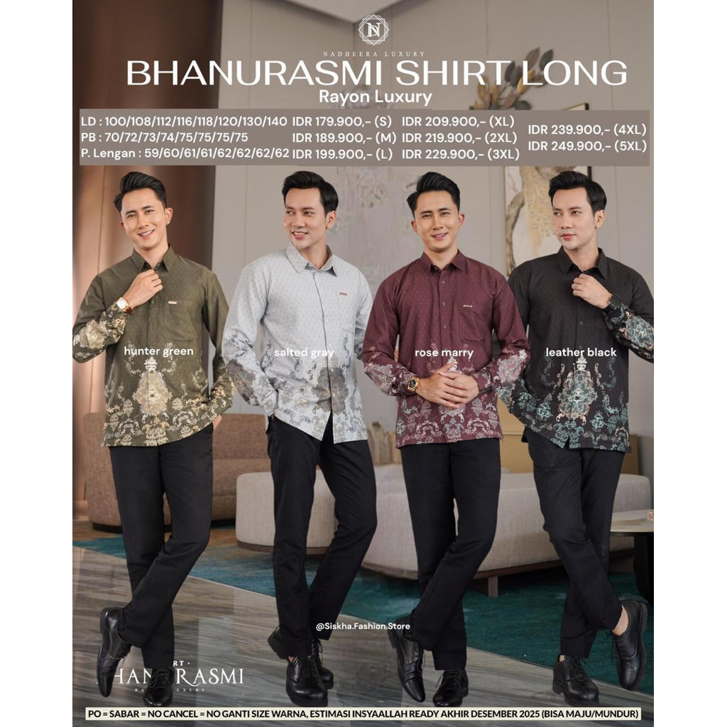 BHANURASMI SHIRT PENDEK/PANJANG KEMEJA PRIA DEWASA SARIMBIT 2026 NADHEERA LUXURY