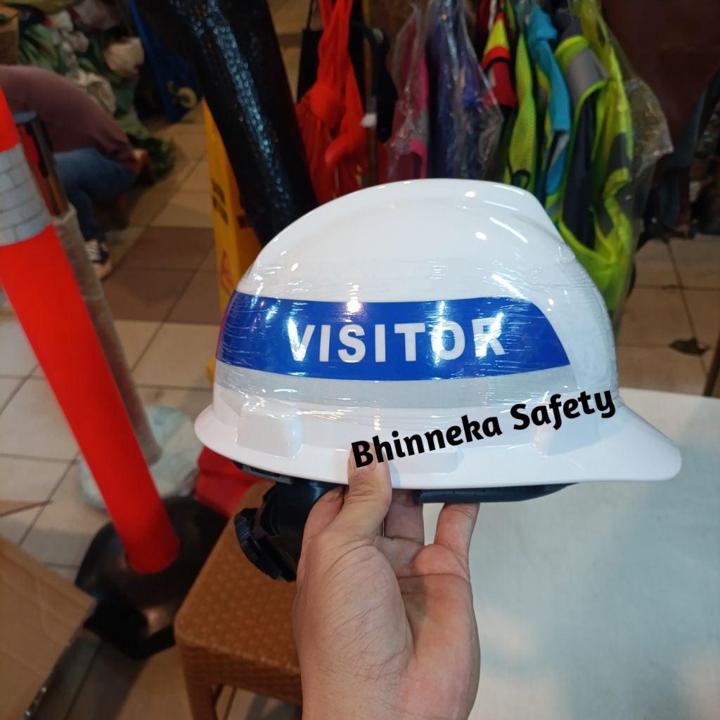 Helm Safety MSA V-Gard Sablon Visitor Pertamina Inner Fastrack Original USA