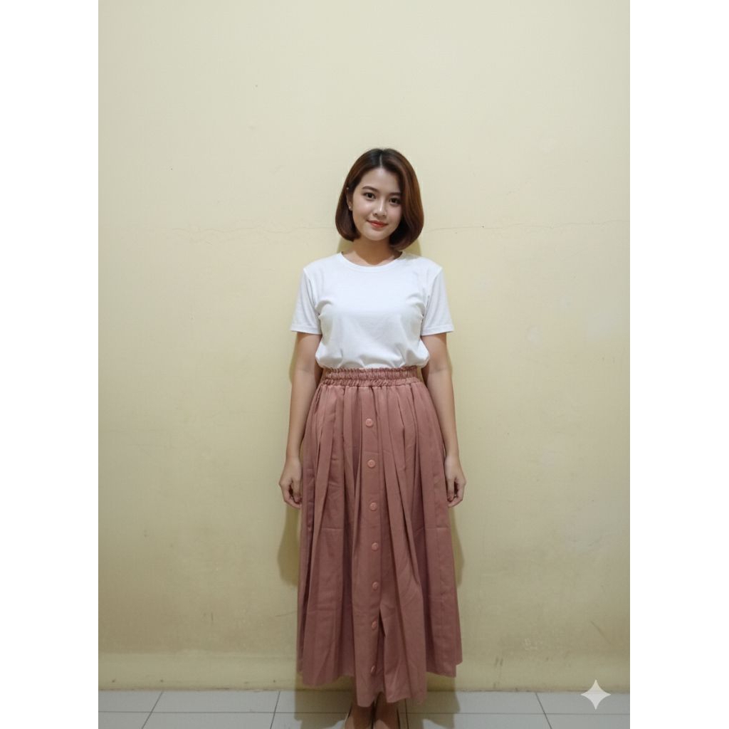 Rok dusty pink prisket kancing