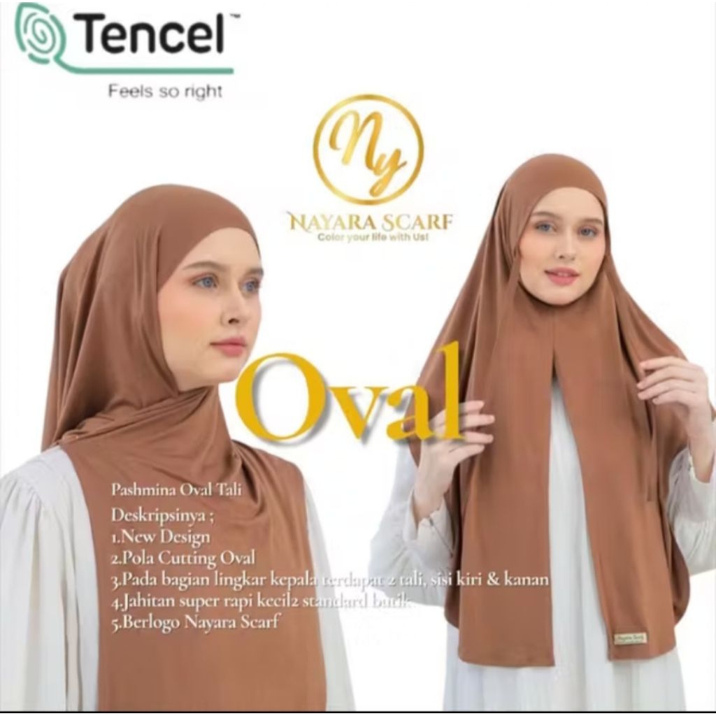 Nayara Scarf Pashmina Instan Oval Tali Kaos Tencel